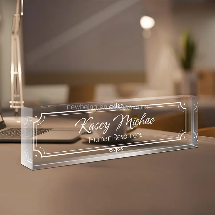 Engraved Acrylic Desk Nameplate Personalized Desk Name Plate Solid Acrylic Block