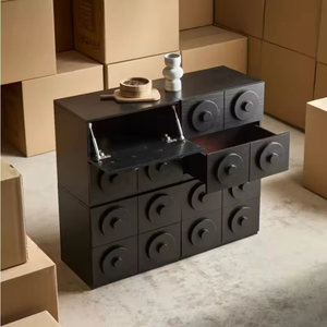 Armoire de rangement de salon en bois massif, armoire latérale moderne de luxe avec tiroir - Product Image 2