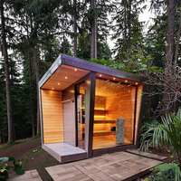 Relaxez-vous et profitez des bienfaits pour votre corps : Sauna en bois de cèdre rouge à vapeur sèche avec douche intégrée pour sauna extérieur.