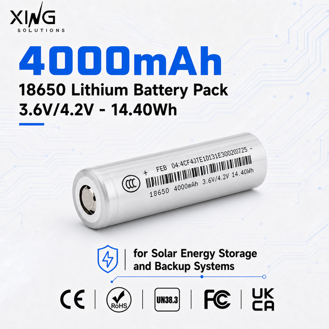18650 4000mAh Lithium Ion Cell 3.6V 14.4Wh for Solar Energy Storage and Backup Systems