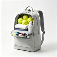 Sac à dos de pickleball blanc léger avec fermeture éclair, sac de sport pour raquettes, poche latérale, bretelles rembourrées, compartiment à chaussures pour le terrain