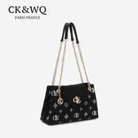 Sac à bandoulière de luxe pour femme, motif floral gaufré, avec double chaîne et rabat, sac fourre-tout de créateur pour usage quotidien