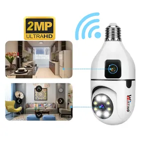 Wistino V380 2MP Wifi Camera Dual Lens WIFI E27 Surveillance PTZ Wireless Light Bulb Security Network Camera