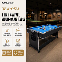 Table de billard multifonction 4-en-1 sur mesure de 7 pieds avec hockey sur air, tennis de table et table à manger en MDF pour club, table de billard commerciale OEM