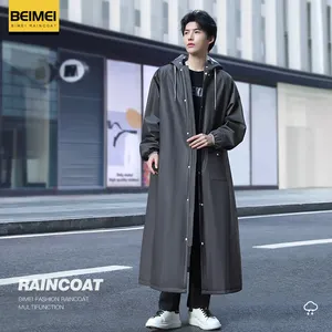 Beimei EVA adulte long manteau imperméable imperméable adapté pour homme randonnée avec capuche forte pluie