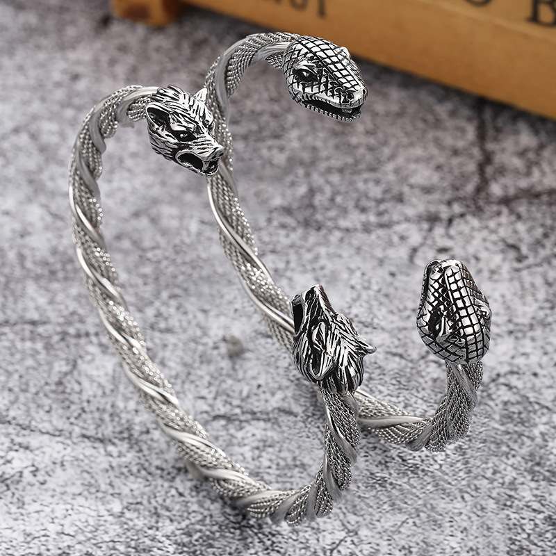 MECYLIFE Snake Bangle - Stainless Steel Viking Armband