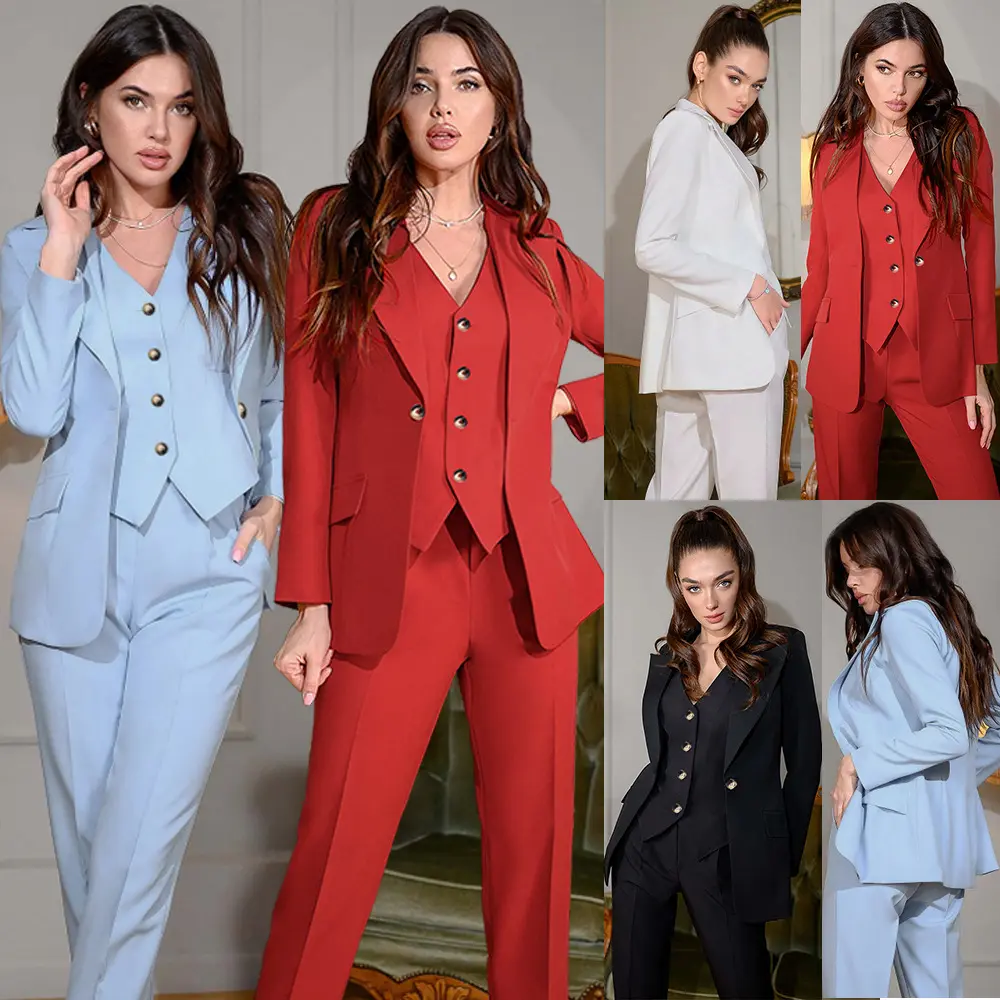 Support customization trousers three-piece suit women formal suits blazer jacket vest pants set