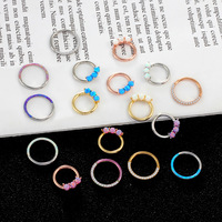 Cincin hidung berlapis berlian dari baja tahan karat, anting hidung tanpa sambungan yang modis, anting tulang telinga berbatu, perhiasan tindik multifungsi