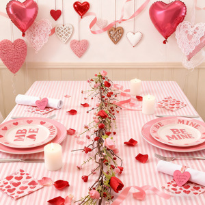 Artificial <strong>Red</strong> <strong>Tulip</strong> &amp; Heart Vine Faux Floral Garland for Valentine's Day Wedding Party &amp; Home Decoration - Product Image 5