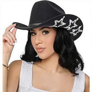 Vintage <b>Western</b> Cowboy <b>Hat</b> Fashion Jazz Topper Stars Rhinestones Holiday Party Bridal Stage Summer Travel Fishing 100% Wool - Product Image 3