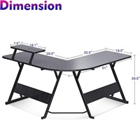 Bureau de jeu Table de jeu Bureau de jeu en L avec surface en fibre de carbone Bureau d'ordinateur d'angle en forme de L avec étagère pour moniteur