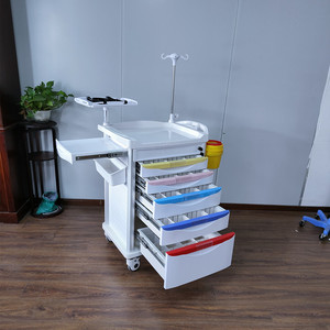 <span class=keywords><strong>Chariot</strong></span> <span class=keywords><strong>médical</strong></span> d'urgence ABS pour hôpital, <span class=keywords><strong>chariot</strong></span> de réanimation avec tiroirs, étagère pour défibrillateur, support pour oxygène pour soins intensifs - Product Image 2