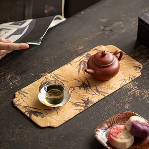 Chinese Style Oval Tea Mat With Bamboo Print Anti Slip For Tea Ceremony <b>Table</b> <b>Runner</b> First Class Quality Hand Wash Care - Product Image 4
