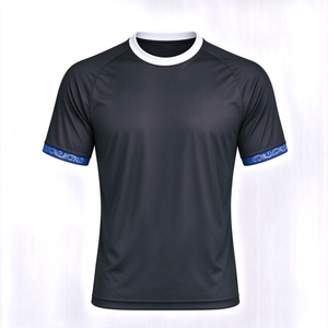 <span class=keywords><strong>Camiseta</strong></span> de Fútbol Clásica con Estampado <span class=keywords><strong>Azul</strong></span> y Negro, <span class=keywords><strong>Camiseta</strong></span> de Fútbol Retro con Logotipo Personalizado, Uniforme Deportivo Transpirable para Fanáticos al por Mayor - Product Image 5