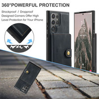 Pour Samsung S24 Ultra Galaxy S23 Plus S23 FE Couverture Arrière Jeehood J01 Rétro Magnétique Portefeuille Amovible Carte Téléphone Cas En Cuir