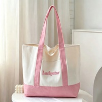 Grand sac fourre-tout en toile de coton personnalisé avec logo, couleur bleu bonbon, poignée renforcée, pour cadeaux et shopping
