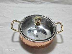 Cacerola india de acero inoxidable duradero con efecto martillado, interior antiadherente, asa de acero inoxidable y tapa de vidrio para alimentos y sopas. Nueva. - Product Image 4