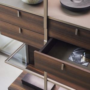 Gabinete de vino de cristal de lujo ligero italiano Gabinete de exhibición de nogal hecho a mano de gama alta moderno Aparador de <span class=keywords><strong>restaurante</strong></span> - Product Image 3