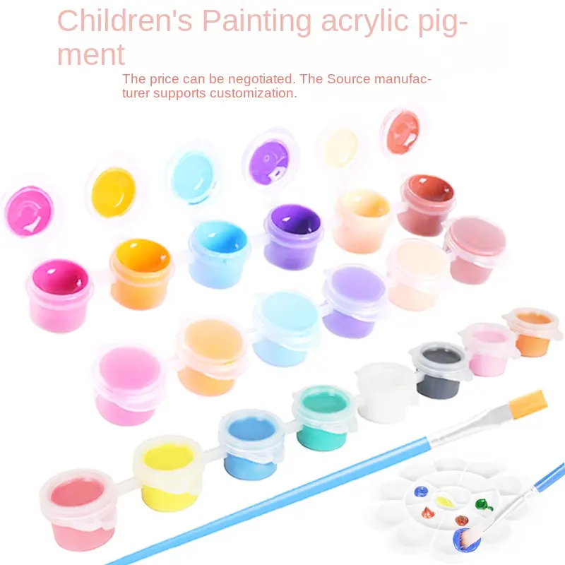 Kinder Acrylverf 12-kleurenset 6-delige Student Kunst Schilderen En Schilderen Gips Pop Verf Strips In Voorraad