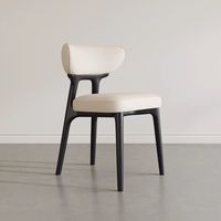 Chaise de salle à manger de luxe de haute qualité avec coussin en cuir noir et pieds en bois massif, style pour la maison et les restaurants, L006