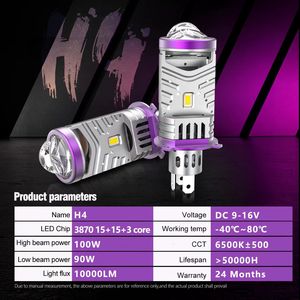 100W ad alta potenza Led lente del proiettore H4 Led lampadine Hi anabbaglianti luci di guida <span class=keywords><strong>auto</strong></span> 6000K moto faro - Product Image 6
