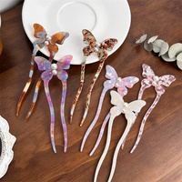 Barrettes à cheveux Sheyi Sweet Vintage pour usage quotidien, en acétate de haute qualité, incrustées de perles, en forme de U, couleurs personnalisables, emballage