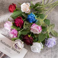 YM Künstliche Rote Rose Seidenblume mit Stiel Einzelner Rosenstiel Hochwertige Realistische Blumen für Brautsträuße und Heimdekoration