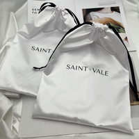Sac en satin blanc OEM avec cordon de serrage, sacs de luxe pour perruques, emballage pour cheveux, sacs en satin pour cheveux, sac anti-poussière en soie, logo personnalisé