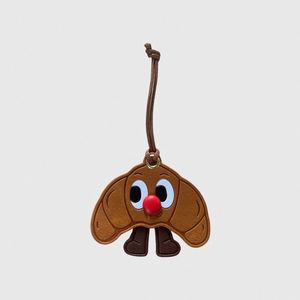 Toast & Croissant Keychain - Cute Cartoon Food Bag Pendant, Creative Leather <b>Backpack</b> Accessory for Schoolbag/business Gifts - Product Image 5