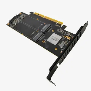 데스크탑 PC x4x4 용 PCIe X4 X8 X16 슬롯에 NVMe / NGFF SSD, NVME (M 키) 및 SATA (B 키) SSD 용 듀얼 M.2 PCIE 4.0 어댑터