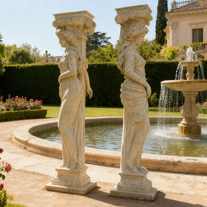 Estatua Decorativa de Piedra Blanca Tallada a Mano, Diseño de <span class=keywords><strong>Pilar</strong></span> para <span class=keywords><strong>Casa</strong></span> - Product Image 5