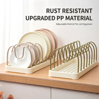 Égouttoir à vaisselle en plastique PP, organisateur de couvercles et d'assiettes, avec plateau de drainage amovible, support de rangement pour comptoir de cuisine