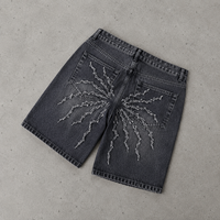 Pantalones Cortos de Jean Grises Holgados con Bordado Personalizado para Hombre, Vaqueros Desgastados, Jorts Cargo Lavados, Novedad