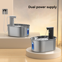 Distributeur d'eau pour chat en acier inoxydable 304, sans fil, double alimentation, circulation automatique, filtration, grande capacité, pour chats et chiens