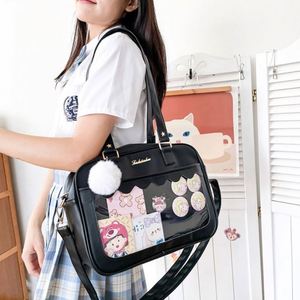 Korean Japanese for Ita Bag Transparent Pin Badge PU Soft Girlish Student Shoulder <b>Square</b> Bag Fashionable Anime Crossbody Doll - Product Image 2