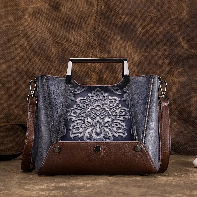 Design Vintage Echt leder Damen Handtaschen Geldbörsen und Handtaschen Damen Umhängetaschen Leder handtasche für Frauen