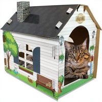 Maisonnette pour chat en carton en forme de maison avec griffoir 19" L x 13" L x 17" H