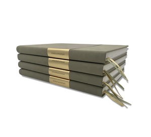 Bloc de notas impreso con logotipo personalizado, diario verde oliva, cuaderno de cinta de Agenda de tapa dura con puntos de cuero Pu sin fecha - Product Image 3