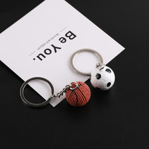 Porte-clés en résine en forme de ballon de basket et de football, en alliage de zinc, forme ronde, pour sac ou téléphone - Product Image 1