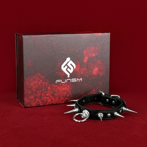 FUNSM Spiked <b>Collar</b> with Leash BDSM Leash Chain <b>Collar</b> Couples SM Sex Game Fetish Sex Toys for Women Men - Product Image 6