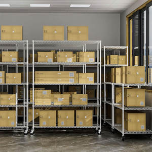 5 שכבות מתכווננת מתגלגל מדפים חוט מחסן גלגלים מתכת מדפים חוט כרום הביתה מדפים - Product Image 5