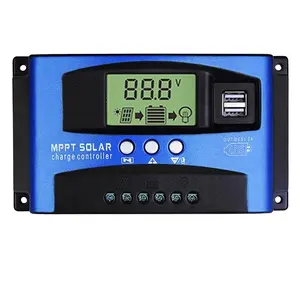 MPPT Solar kontroler daya USB ganda, Regulator pengisi daya Panel sel Solar 100A 60A 50A 40A 30A 12V 24V dengan beban