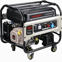 Generador de gasolina LONCIN de 9kw trifásico con inversor, tipo marco, arranque eléctrico, con ruedas, tanque de combustible de 40L, modelo duradero, 12h, certificado CE