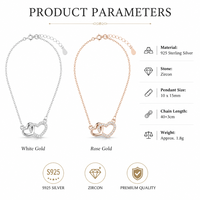 Collier pendentif cœur en zircon, argent sterling 925, design entrelacé, 10x15mm, cadeau pour femme