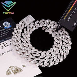 Emerald cut bulge cuban chain VVS moissanite Gold plated 925 sterling sliver GRA certificate Pass diamond tester Unisex - Product Image 6