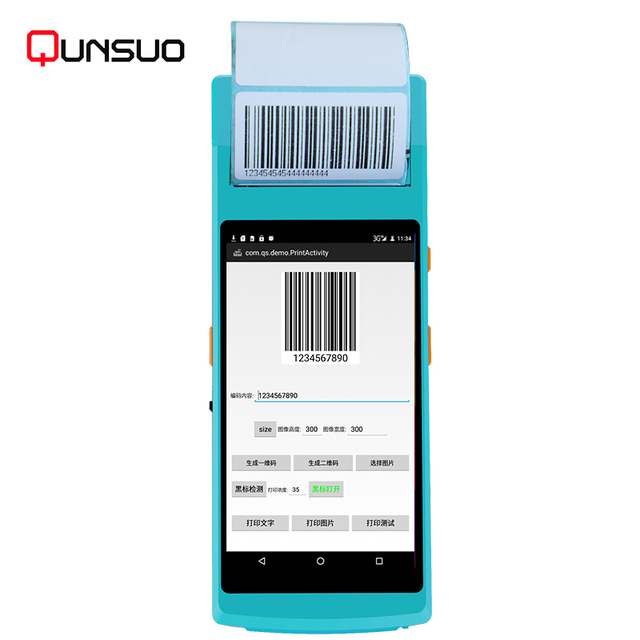 QunSuo 5.5" Touch Screen Portable Android PDA NFC Handheld Mobile Data Terminal with 1D/2D Barcode Reader 58mm Thermal Printer