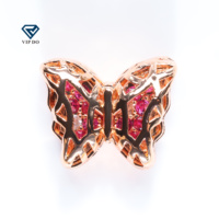 Hochwertige Roségold platte Schmetterling Halskette Ohrringe Brosche Hohl kristall Einsatz Zirkon DIY Schmuck Zubehör