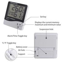 Horloge numérique à grand écran HTC1 avec thermomètre et hygromètre d'intérieur, thermomètre hygromètre électronique pour la maison