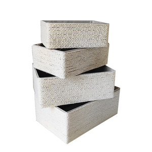 Organizzazione di contenitori per scaffali cassettiere cassettiere in legno di <span class=keywords><strong>vimini</strong></span> riciclato <span class=keywords><strong>cesto</strong></span> di conservazione in corda di carta - Product Image 4