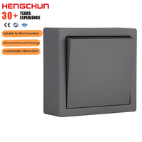 Norme européenne 10A 250V interrupteur d'alimentation mural électrique 1 groupe 1 voie 2 voies bouton poussoir gris élégant maison interrupteurs muraux